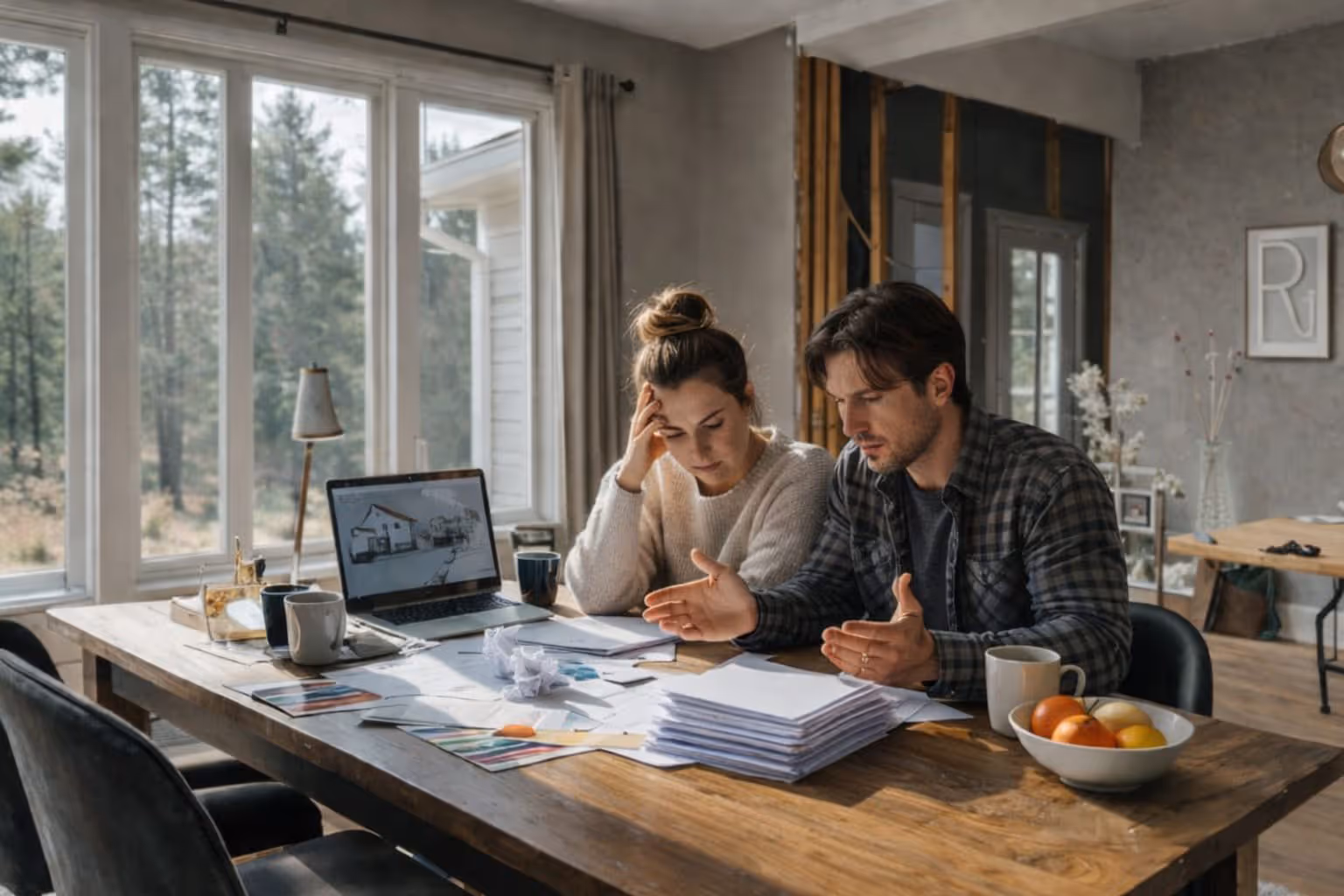 blog-concerned-couple-reviewing-renovation-plans